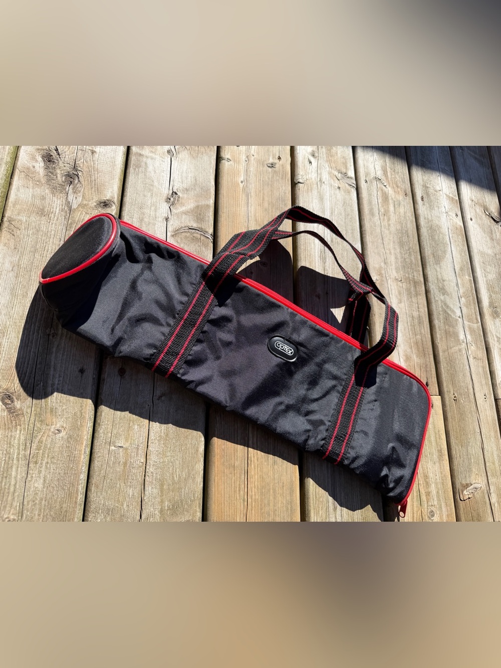 Vintage Optex Camera Carrying Bag Black Red Padded Photo Equipment Case 22"